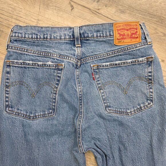 Levi's 501 High Rise Vintage Style Rugged Denim Light Wash Jeans Size 28 - Picture 7 of 9